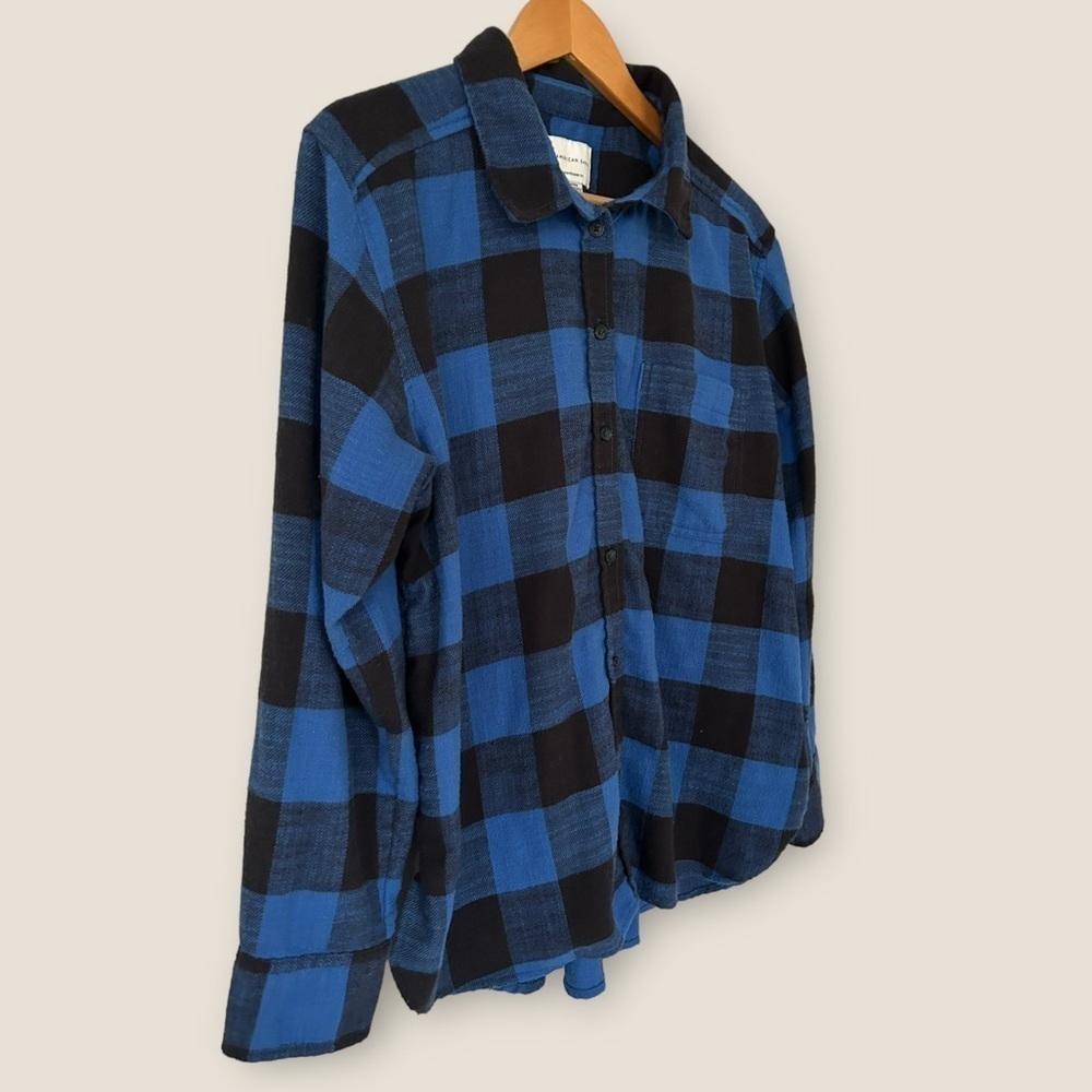 American Eagle Plaid Boyfriend Fit Button Down Flannel Shirt - Picture 2 of 8